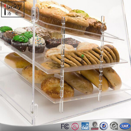 3-Tier Countertop Cake Display Case With Bla Rear-loading Doors